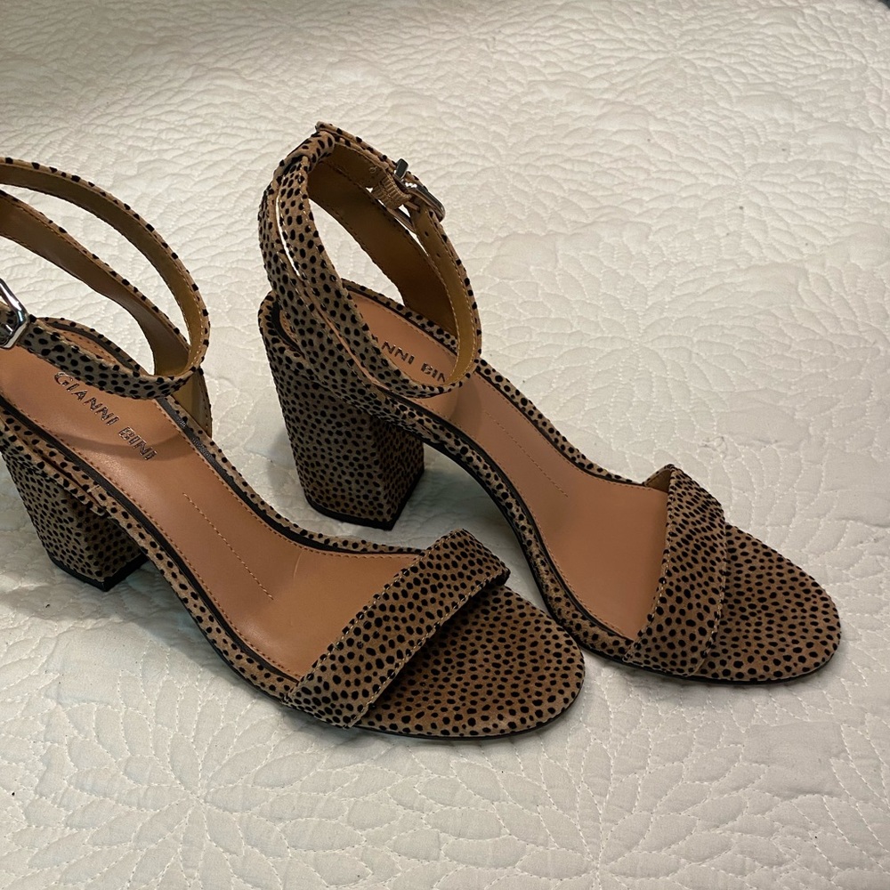 Gianni Bini Suede Animal Print Sandals
